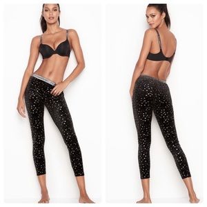 Victoria Secret Womens Black Velvet Silver Glitter Shooting Star Size M.